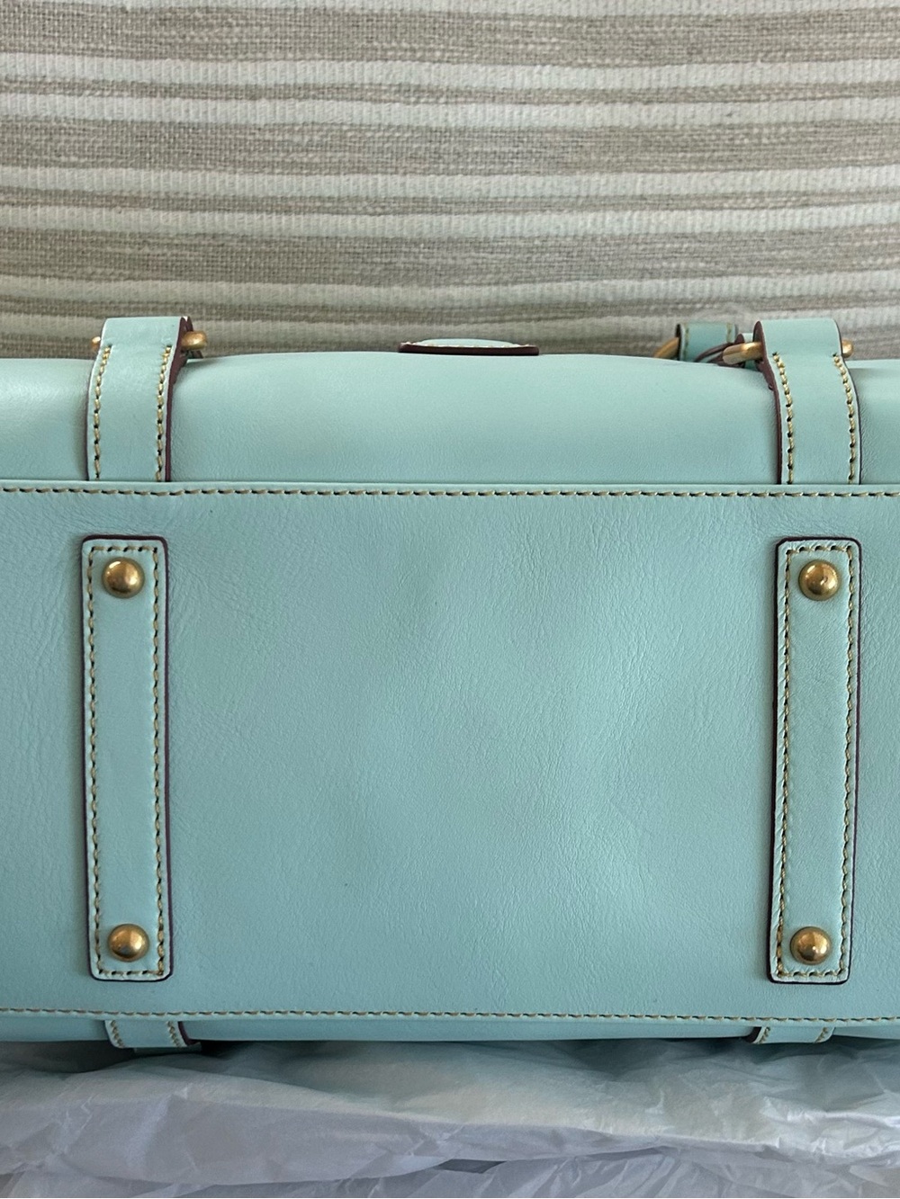 Dooney & Bourke Florentine Leather Satchel Pale Blue Large NWT - Picture 5 of 8